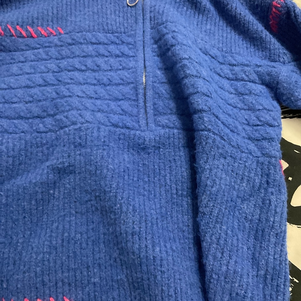 Blue half zip sweater